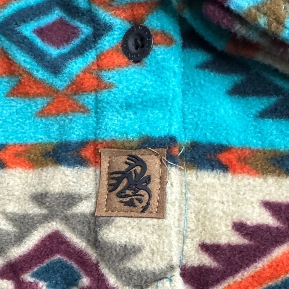 Legendary Whitetails Turquoise & Tan Aztec Fleece Shirt - Picture 3 of 6